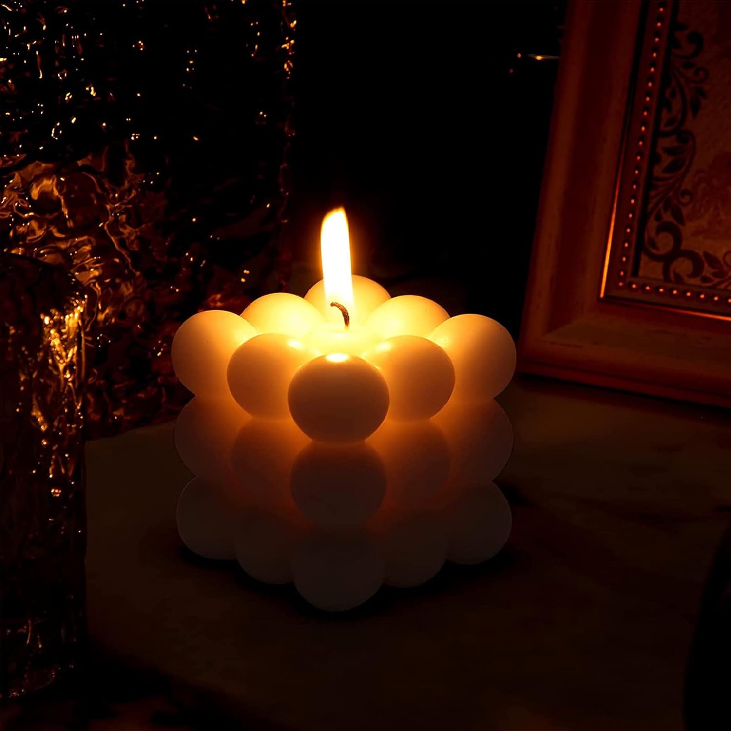 Velas de burbujas  Vela de cera de soja en cubo, vela perfumada de decoración estética, lindas velas amarillas para el hogar, vacaciones, boda y