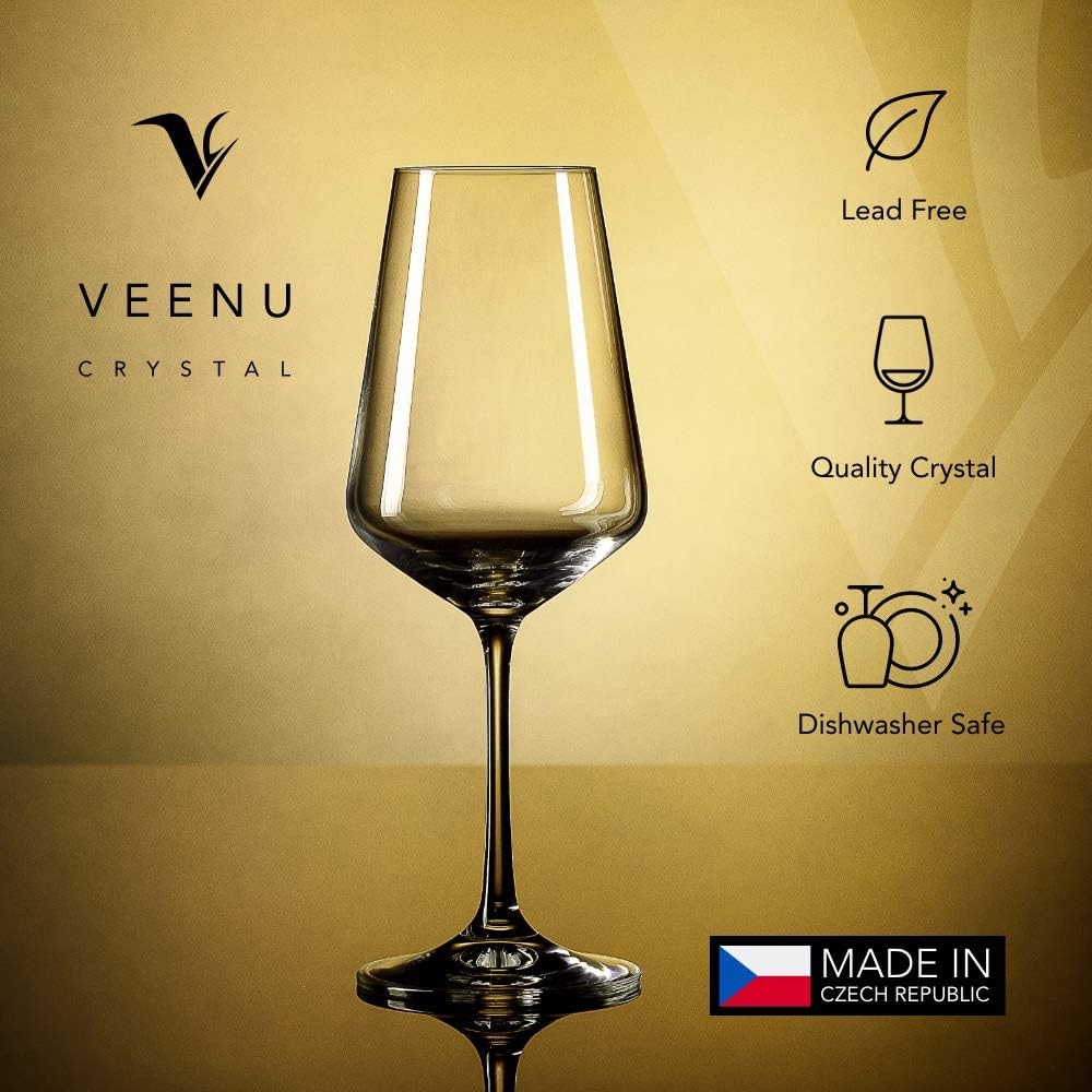 Juego de 6 copas de vino  Copas de vino blanco de cristal, juego de copas de vino tinto, cristalería transparente de alta calidad sin plomo para