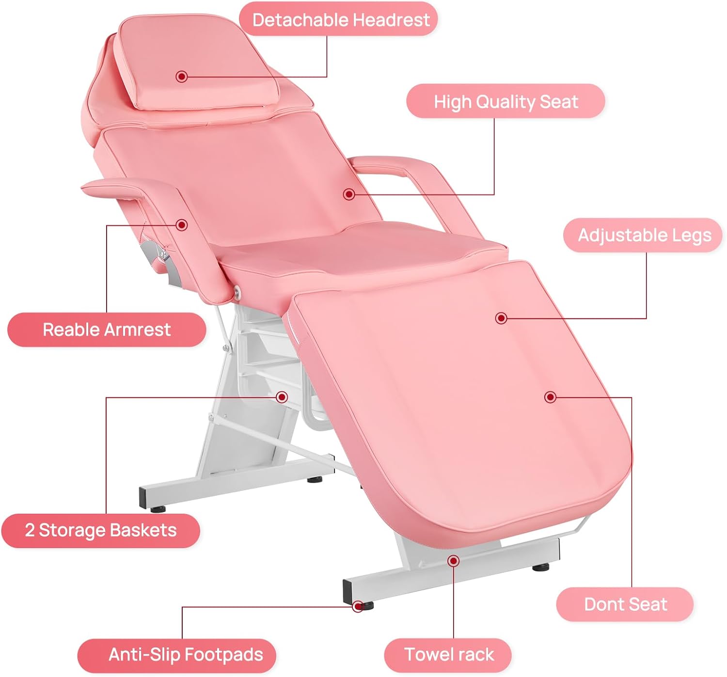 Silla facial para tatuaje, cama de masaje ajustable de 73 pulgadas para artista con taburete, cama facial para cliente, sillas de spa multiusos para
