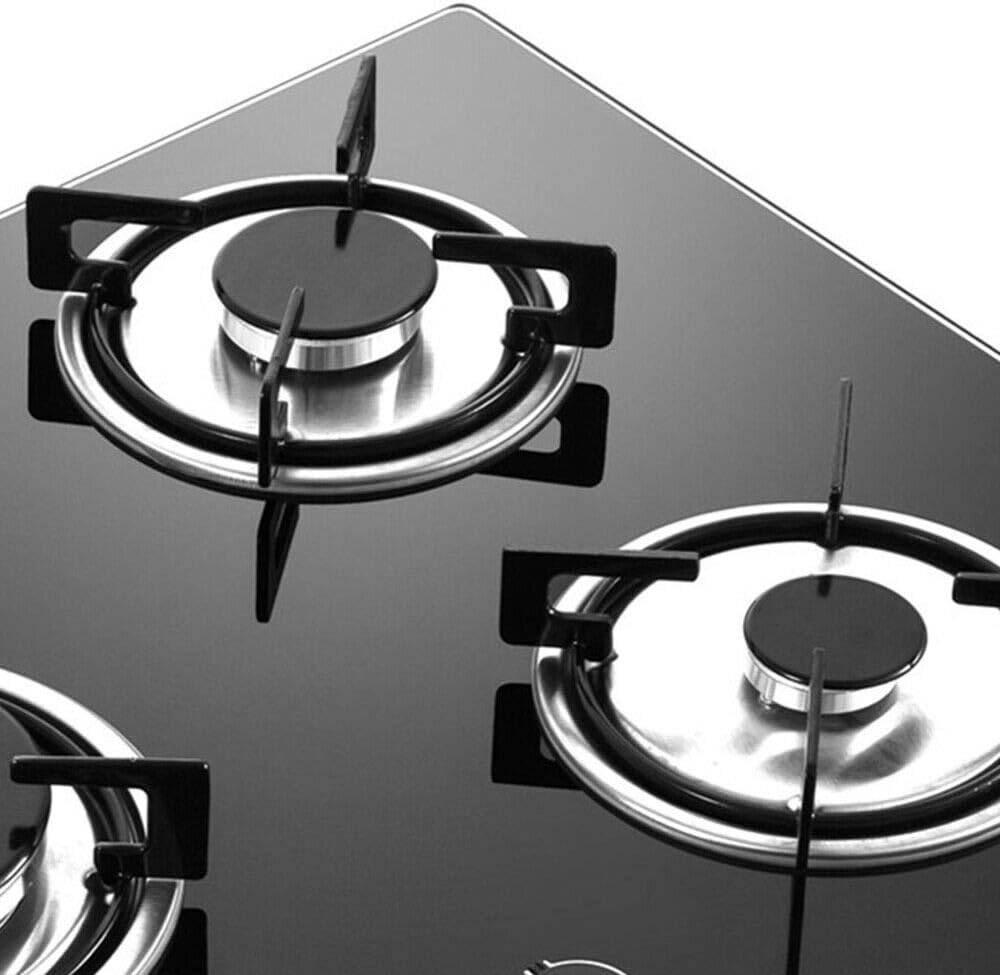Placa de cocina de vidrio templado negro Estufa incorporada Placa de cocción Cocina fácil de limpiar para cocinar (4 quemadores)