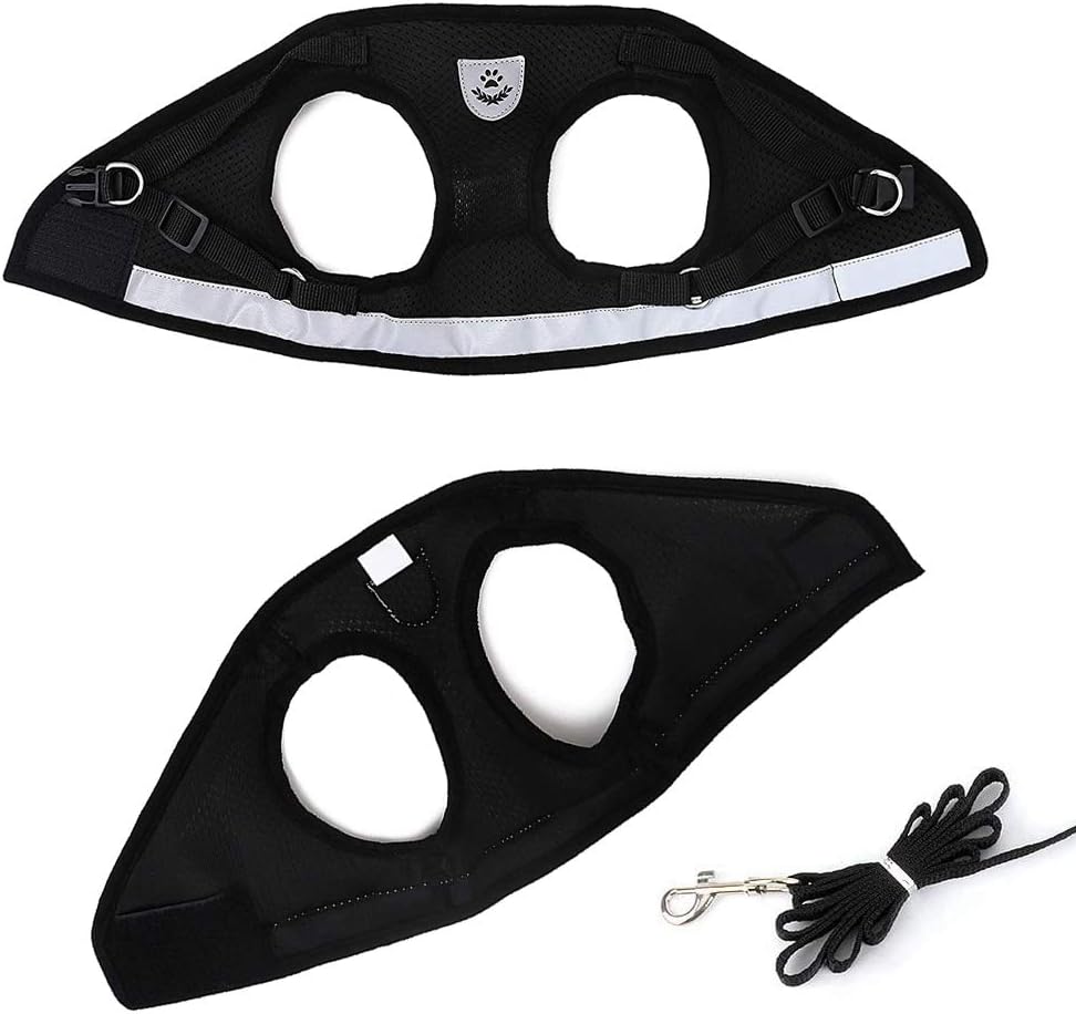 FEimaX Juego de arnés y correa para perro, malla suave ajustable, de fácil control, chaleco ligero para gatos con tiras reflectantes, a prueba de