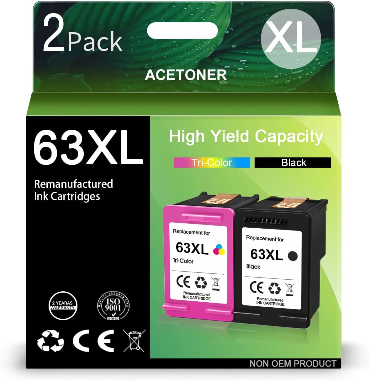 Cartuchos de tinta 63XL remanufacturados en negro y color para HP 63XL Combo Pack de tinta de repuesto para impresora HP OfficeJet 3830 4650 4655