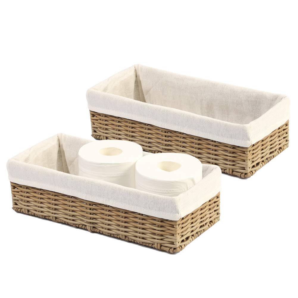 HOSROOME Cestas de mimbre de baño para organizar papel higiénico, cesta de almacenamiento para tanque de inodoro, cesta decorativa para armario,