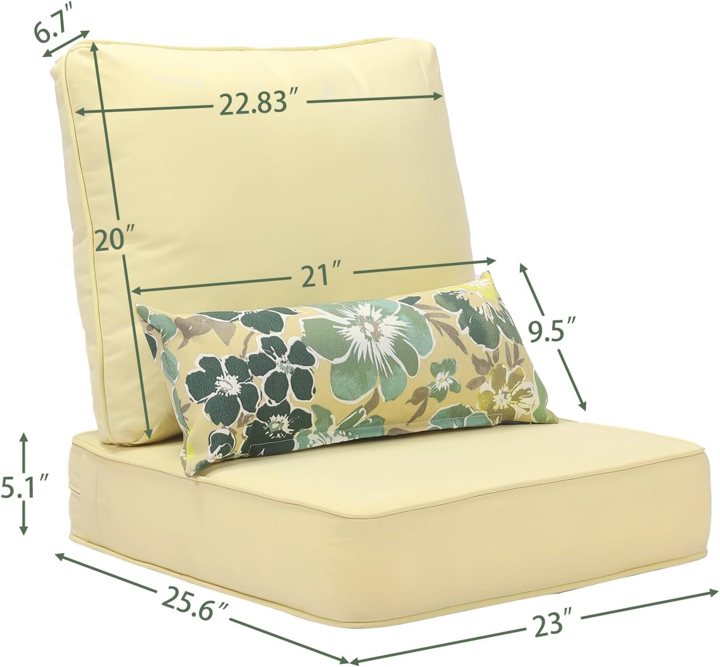 Aoodor Juego de cojines para sillas de asiento profundo para exteriores, 23 x 25.6 pulgadas, funda de tela de olefina y espuma de esponja,