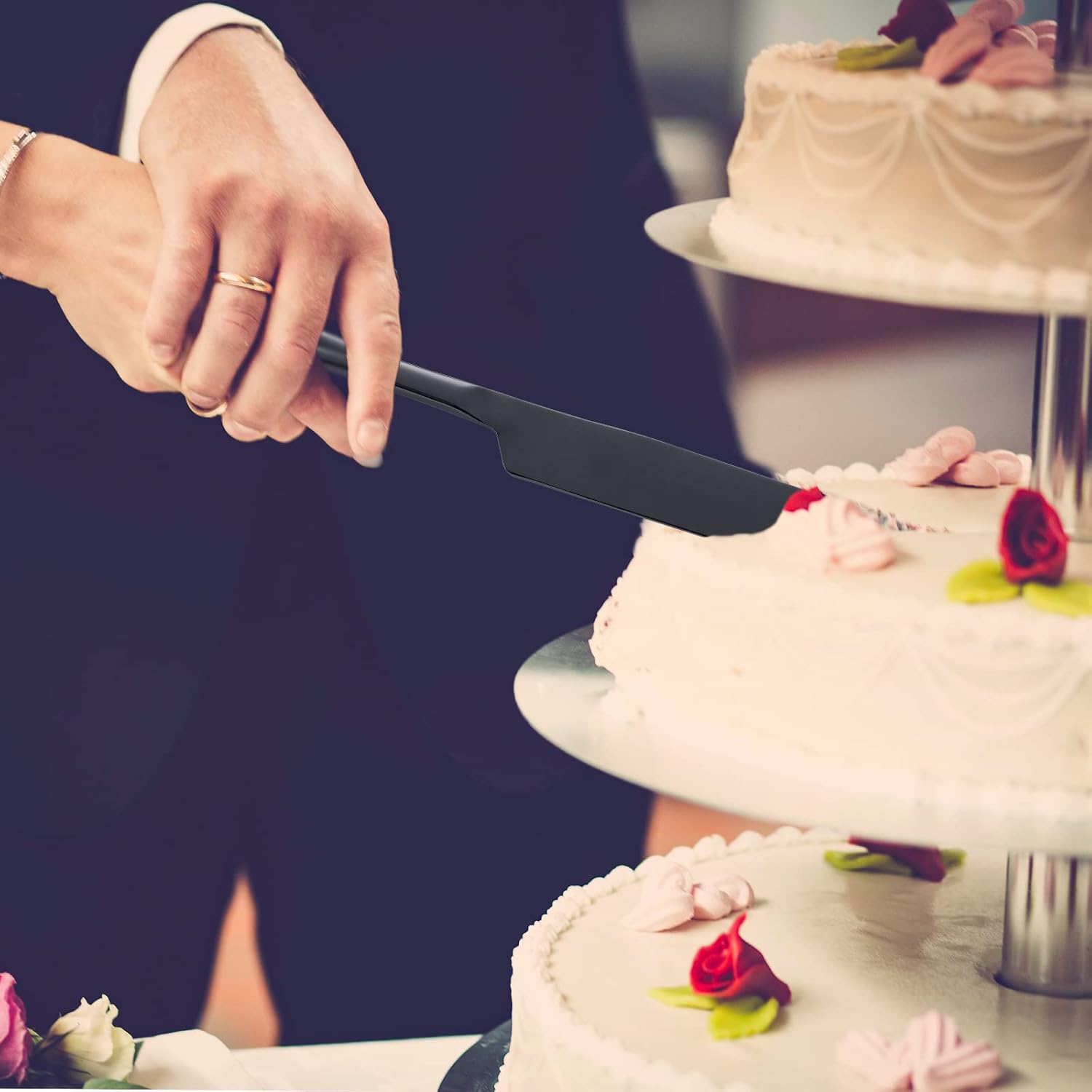 Juego de servir pasteles, servidores de pastelería, cuchillo de acero inoxidable y juego de servidor perfecto para cumpleaños, bodas, fiestas y