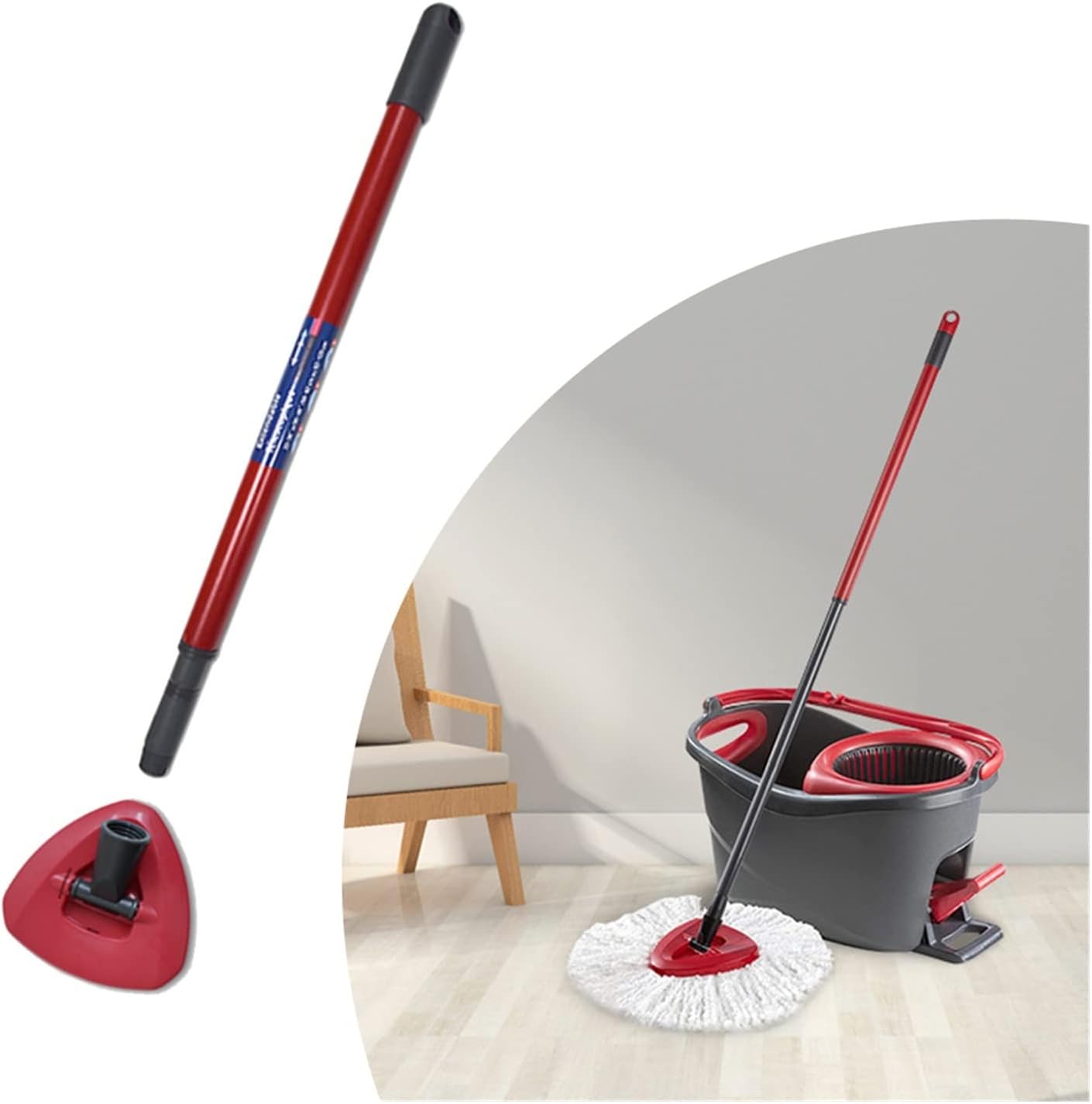 Kit de mango y base de repuesto, piezas de trapeador giratorio, accesorios de repuesto de mano. Compatible con Easywring Rinseclean (Color  Package2)