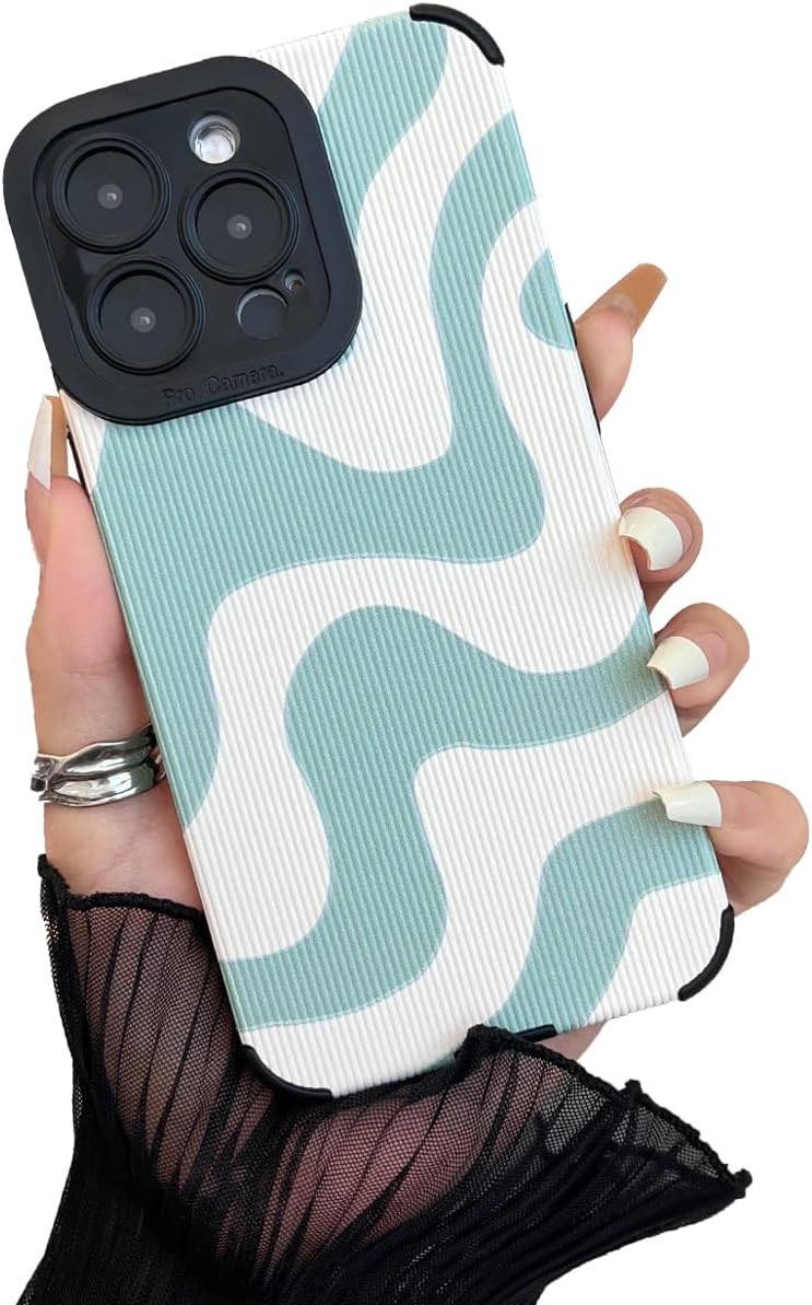 Funda compatible con iPhone 15 Pro Max con bonito patrón de ondas para mujeres y niñas, funda de silicona de TPU suave antigolpes, diseño de cebra,