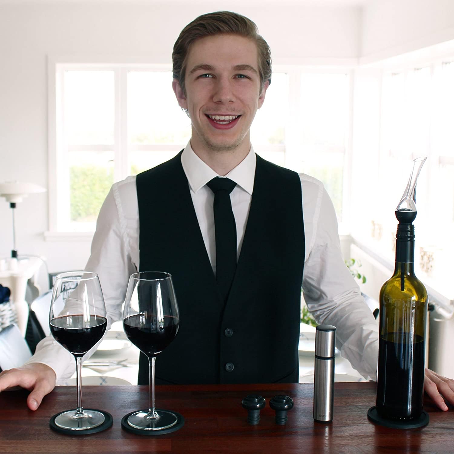 BARVIVO Kit de conservador de vino de alta calidad, tapones para botellas de vino extra fáciles de usar y bomba de vino al vacío, mantiene el vino
