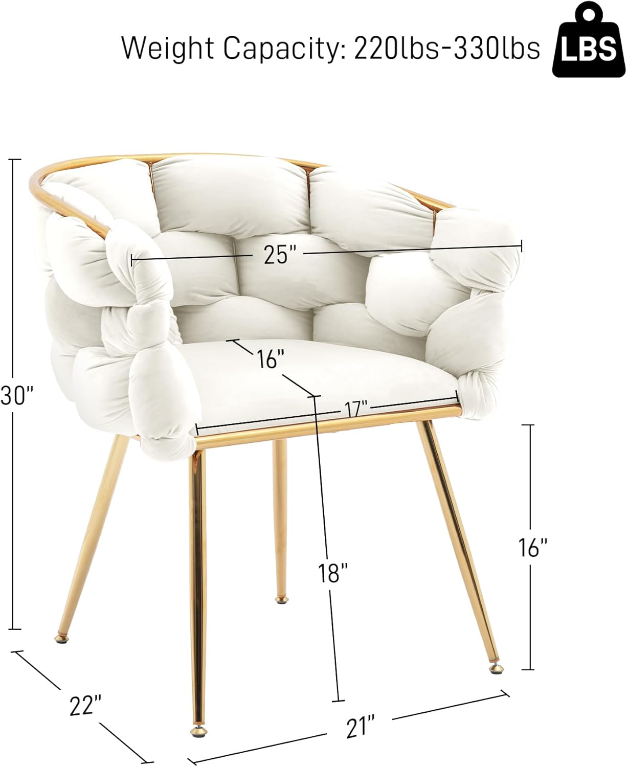 DAMAIFROM Juego de 2 sillones de terciopelo, moderna silla tapizada, silla de sala de estar con patas de metal dorado, silla decorativa con respaldo