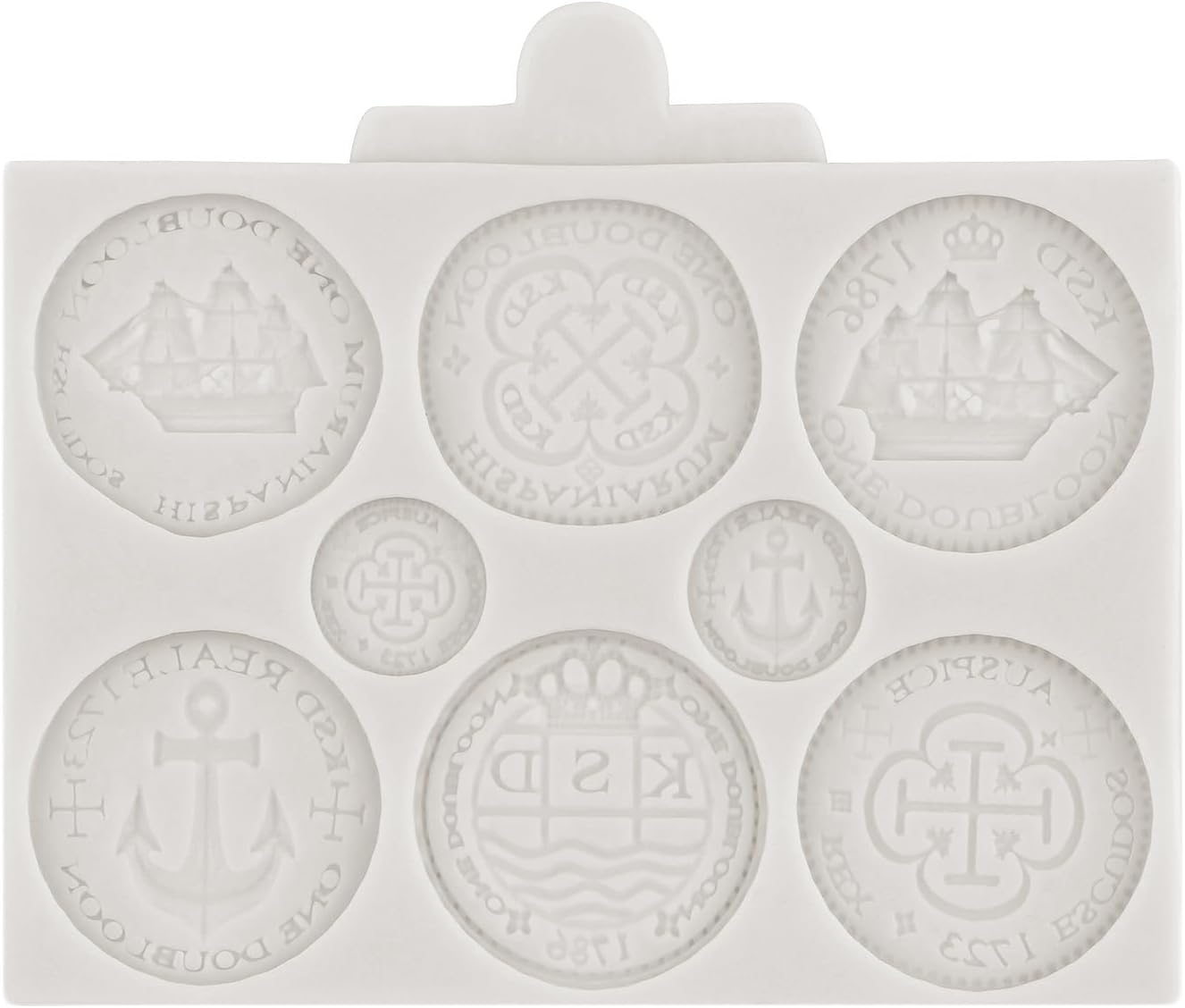 Moldes de silicona para veleros, brújula, ancla, timón, salvavidas, faro, fondant, monedas del tesoro, molde de chocolate para decoración de