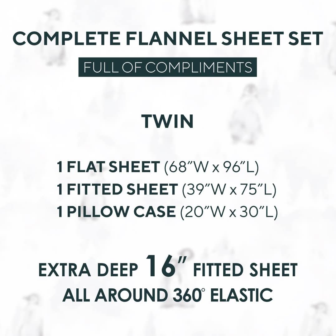 Sleepdown – Juego de sábanas de franela 100% algodón cepillado doble supersuaves, sábana bajera con bolsillo de 16 pulgadas de profundidad y 2