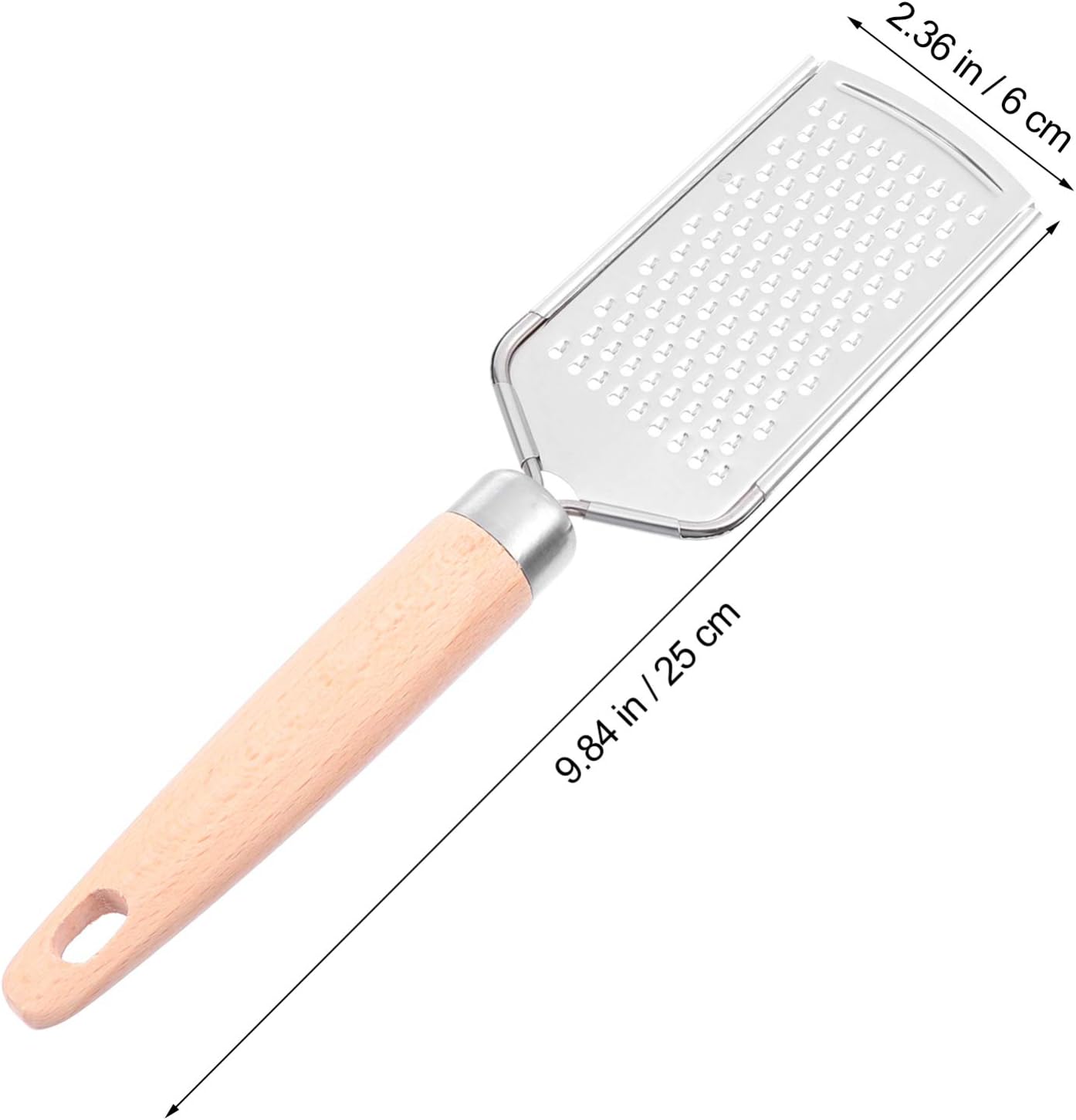 BESPORTBLE Rallador de queso de mano, rallador de queso, rallador de limón, rallador de acero inoxidable con mango de madera, rallador para queso,