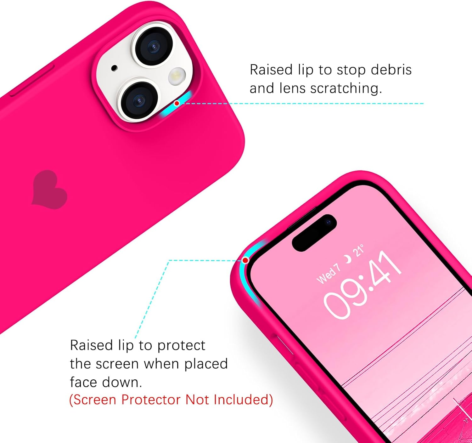 BENTOBEN Funda compatible con iPhone 15 2023, ajuste delgado, bonito diseño de corazón, silicona suave, goma de gel, a prueba de golpes, forro de