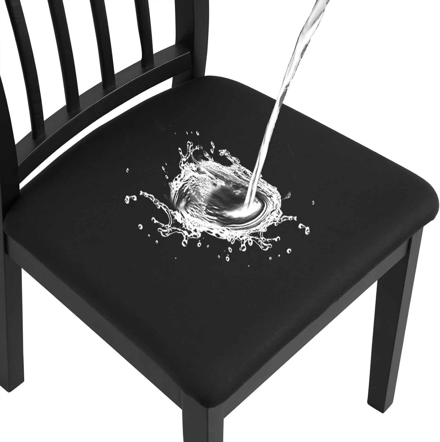 YISUN Fundas de asiento impermeables para comedor, elásticas, extraíbles y lavables, fundas de asiento de silla de cocina con lazos elásticos y