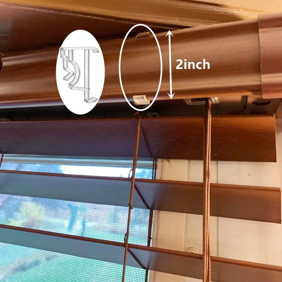 Clips de cenefa de 2 pulgadas, 5 piezas de plástico transparente oculto para cenefa de ventana, clip de sujeción horizontal de imitación y madera