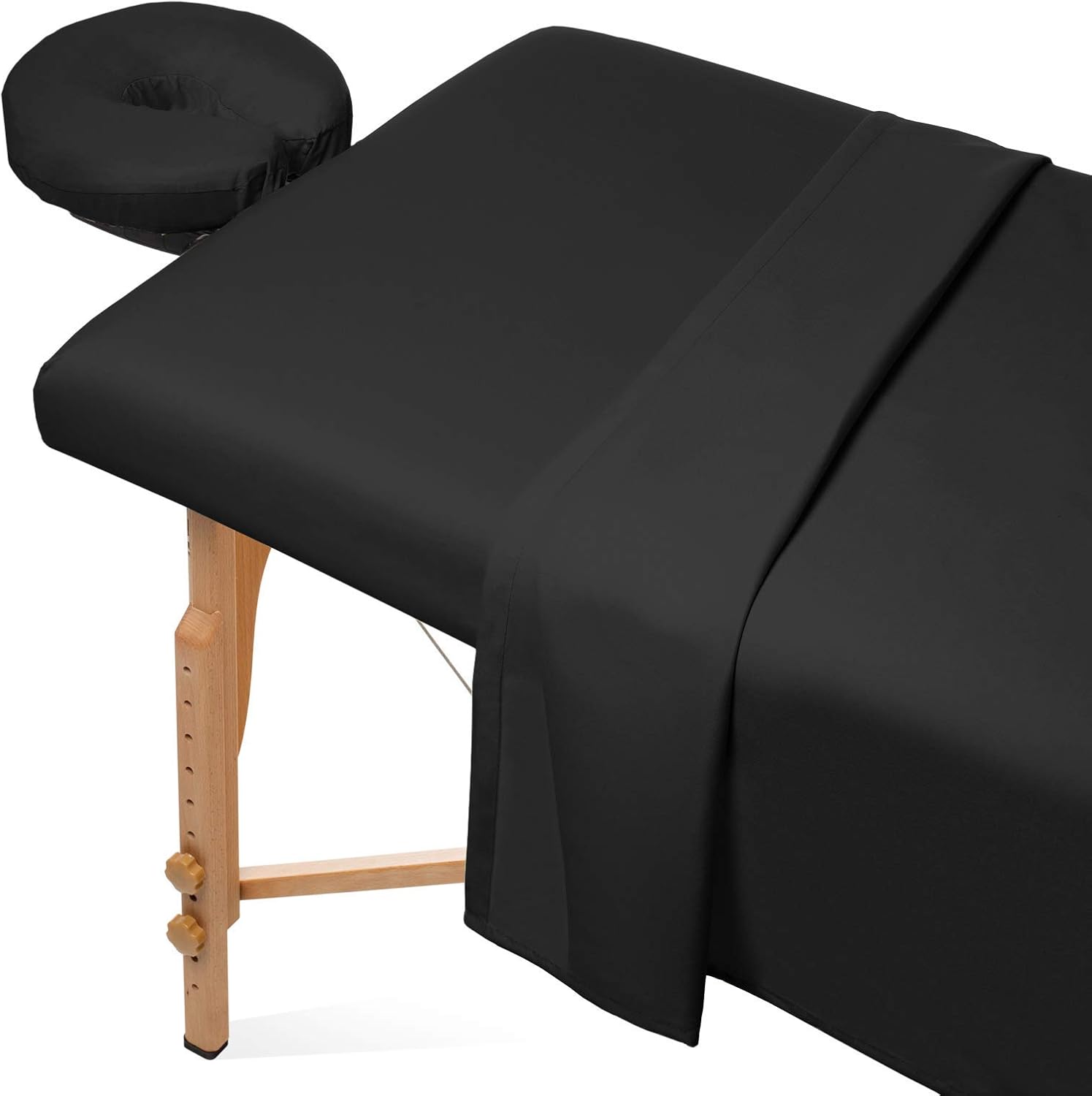 Juego de sábanas de spa para mesa de masaje, 550 hilos, algodón Pima, 3 piezas, juego de sábanas de spa, color negro sólido