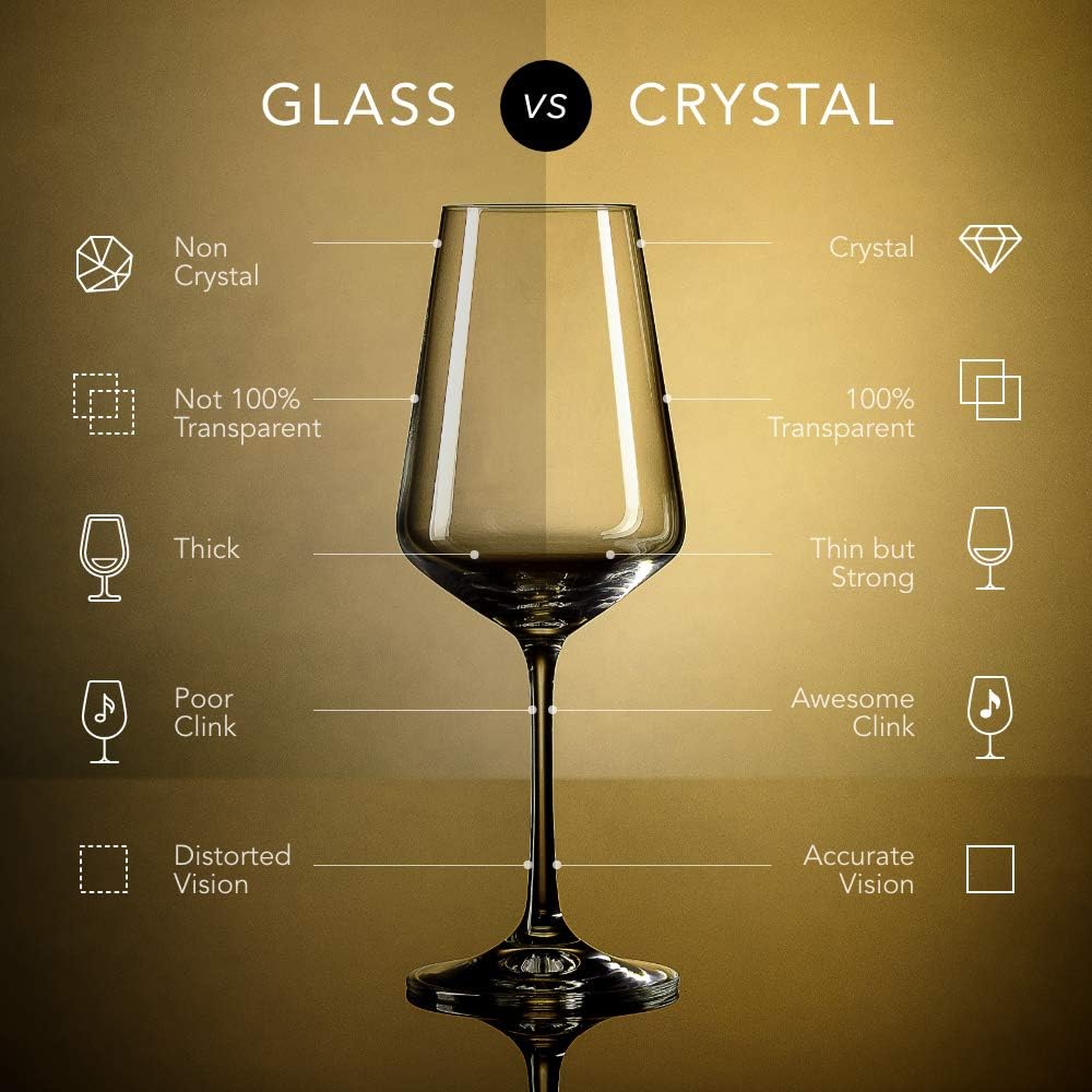 Juego de 6 copas de vino  Copas de vino blanco de cristal, juego de copas de vino tinto, cristalería transparente de alta calidad sin plomo para