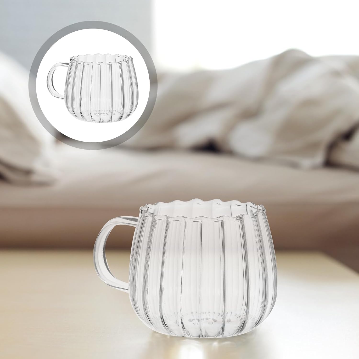 DOITOOL Tazas de calabaza de cristal, 2 unidades, tazas de cristal transparente, taza de café de oficina, taza de té transparente, tazas de vidrio