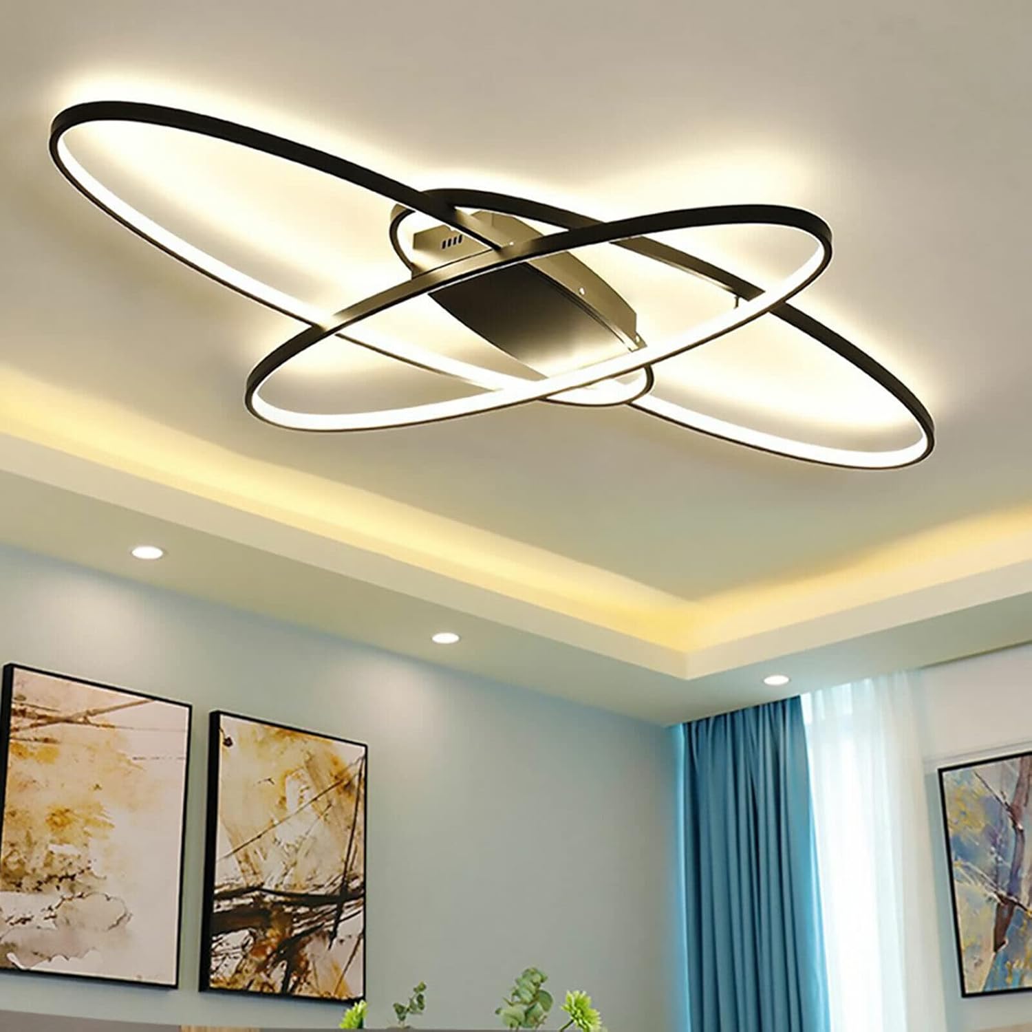 Lámpara de techo LED moderna regulable de 37.4 pulgadas, lámpara de techo empotrada con control remoto, diseño de marco de aluminio, lámpara de