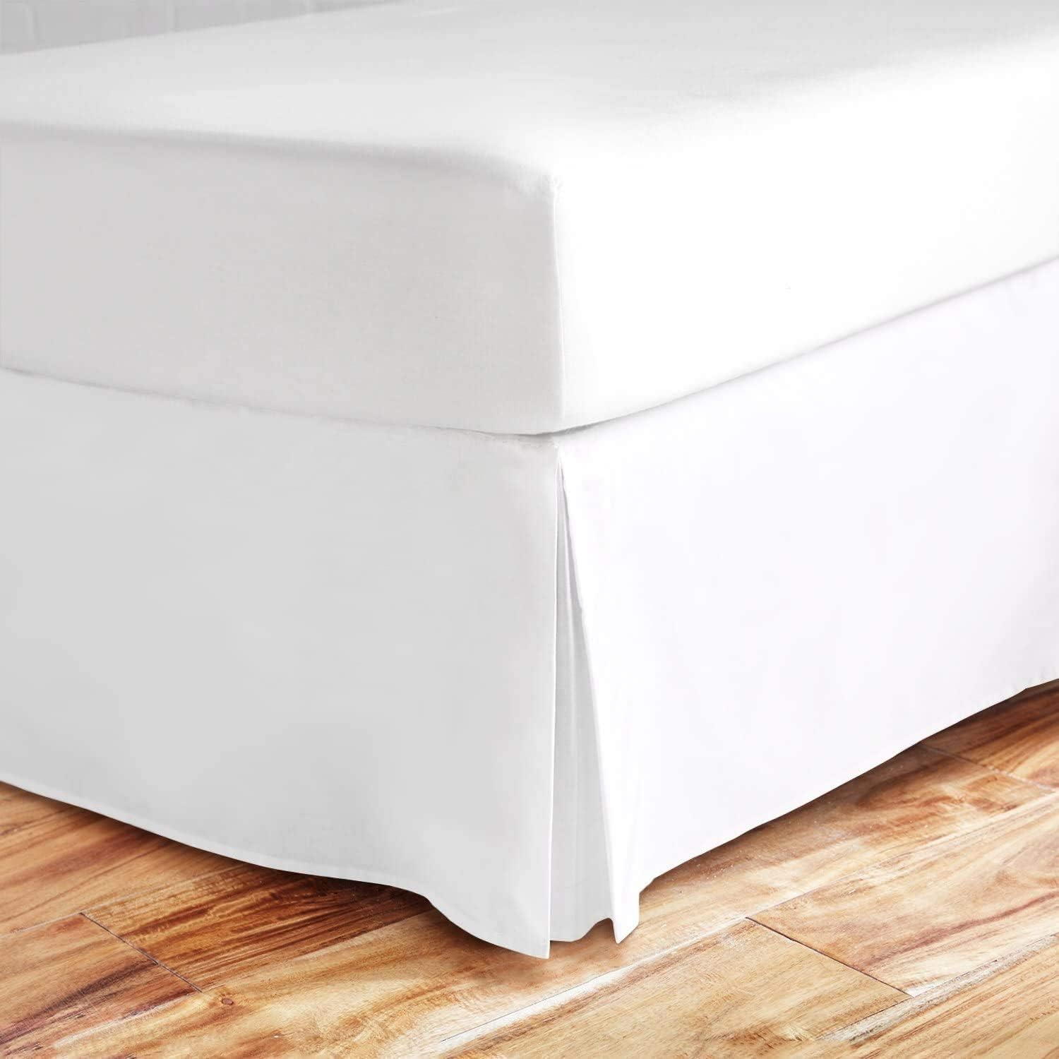 Falda de cama King  Calidad de hotel de lujo de 15 pulgadas  A medida, resistente a las arrugas y a la decoloración (King, blanco)