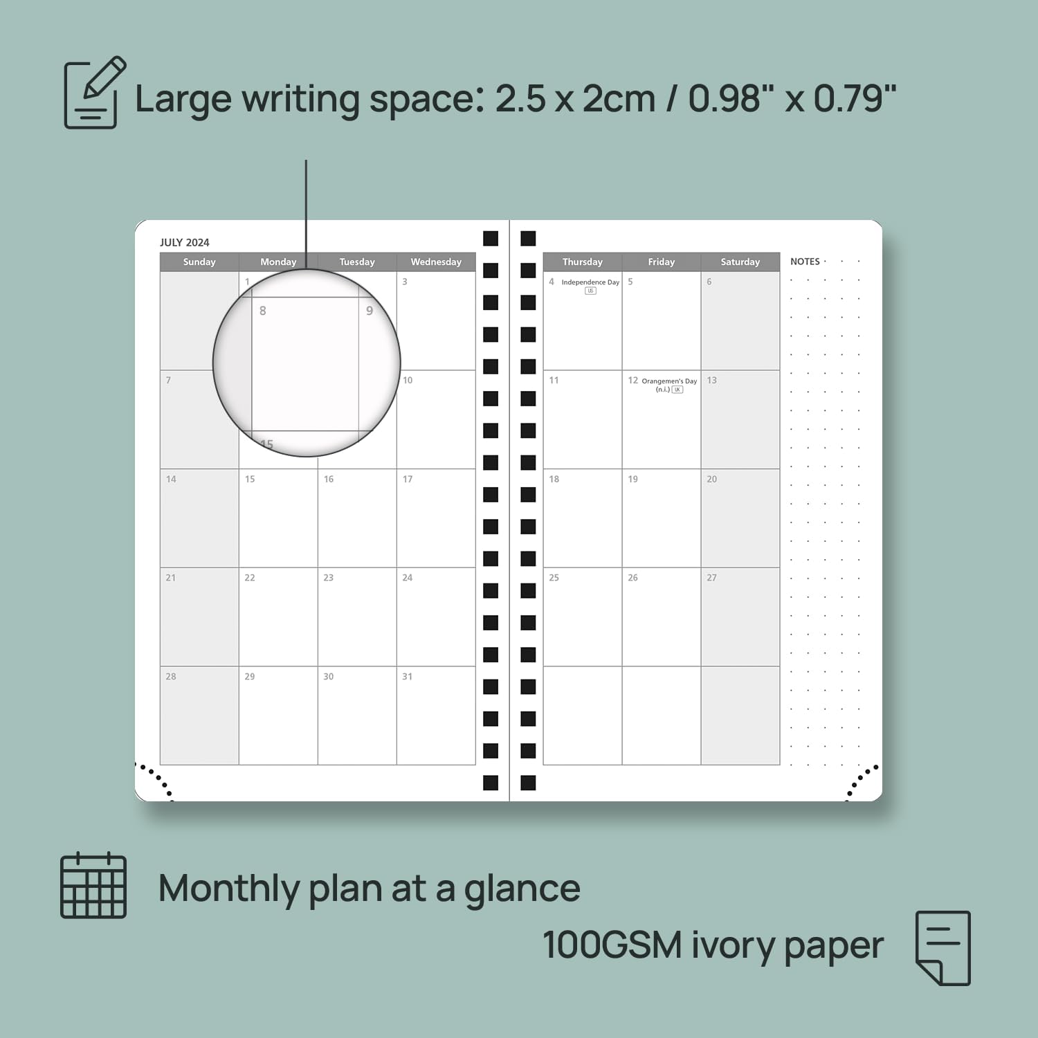 POPRUN Agenda semanal 2024-2025, tamaño de bolsillo, 4 x 6.25 pulgadas, calendario académico pequeño para bolso con cubierta suave en espiral, regla