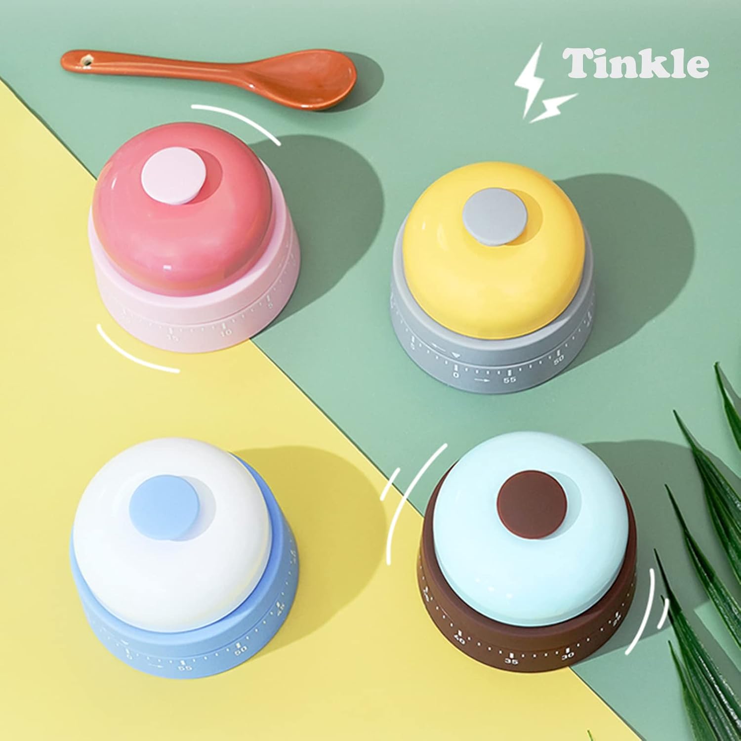 Temporizador mecánico de cocina, bonito temporizador para niños, cuerda manual de 60 minutos, con cuenta regresiva, anillo de alarma fuerte para