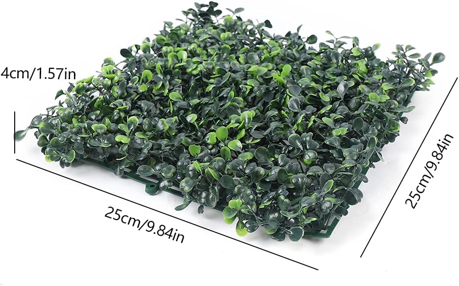 48 paneles de setos artificiales de boj de 10 x 10 pulgadas, paneles topiarios verdes para plantas, boj artificial, pantalla de cobertura de