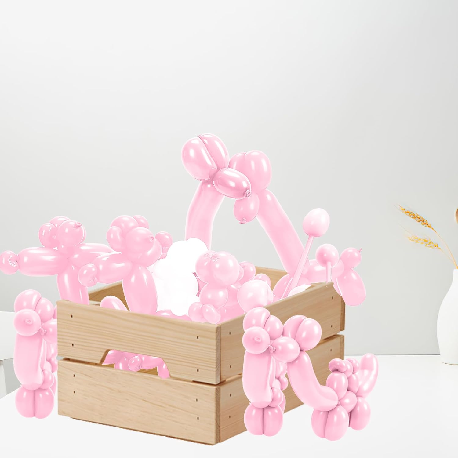 260 globos, 50 globos largos, globos de color rosa macarrón 260, globos largos para arco de globos, kit de animales de globo, globos para animales