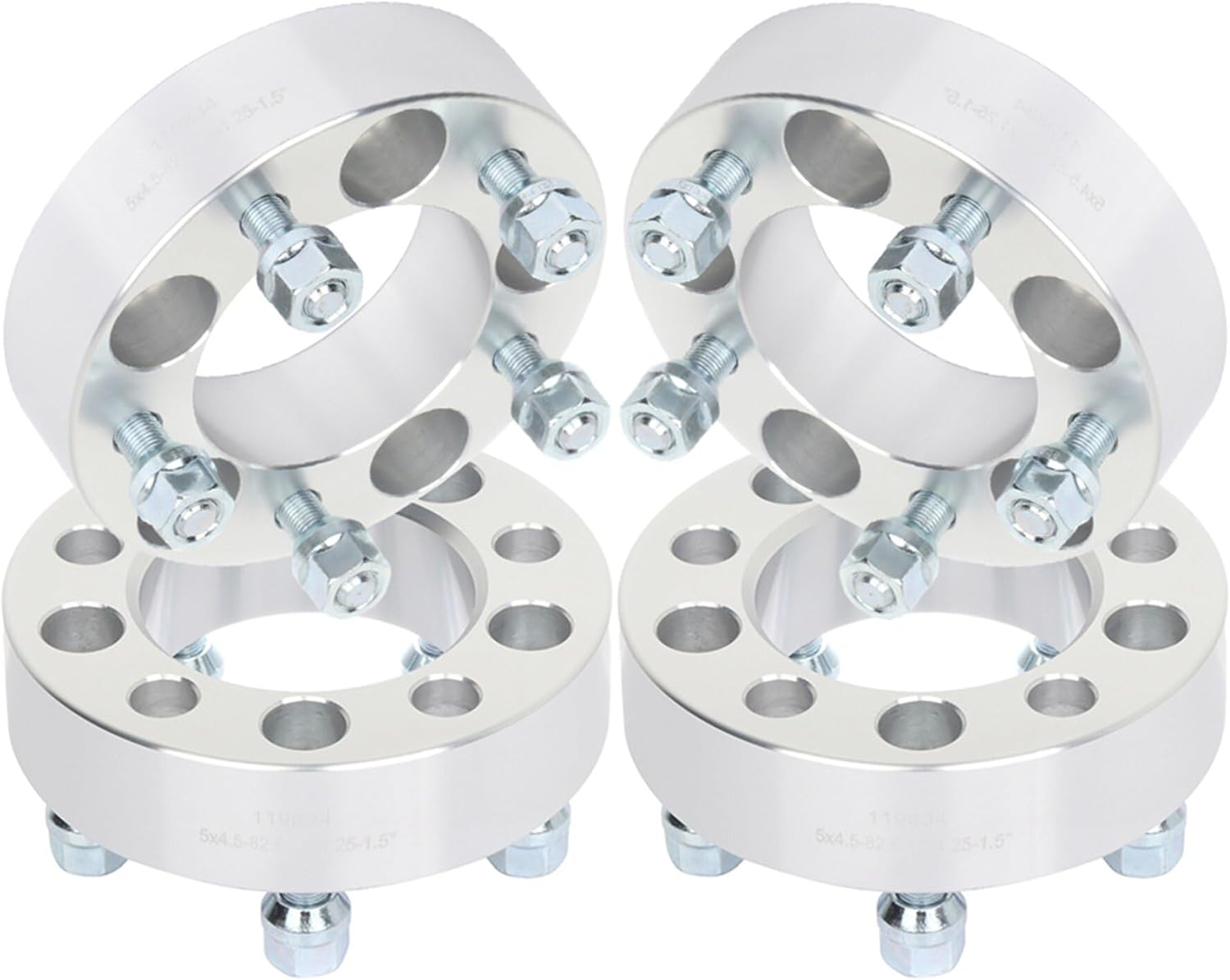 ECCPP 4 espaciadores de rueda de 5 x 114.3 de 5 x 4.5 a 5 x 4.5 con 12 x 1.25, 3.248 in, 1.5 pulgadas, color plateado, compatible con 2009-2020 para