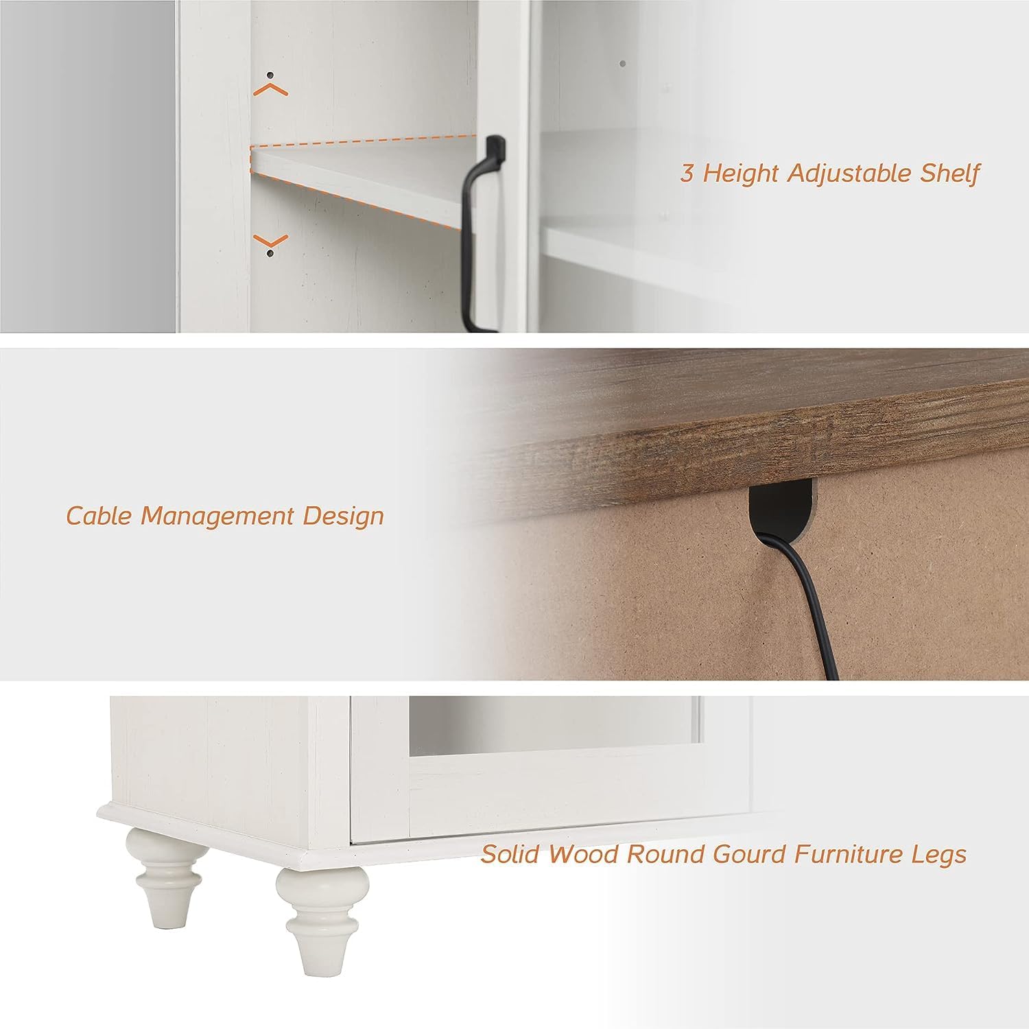 WAMPAT Aparador de buffet con puerta de cristal, armarios de almacenamiento de cocina, mesas de bar de café de madera, armario de almacenamiento de