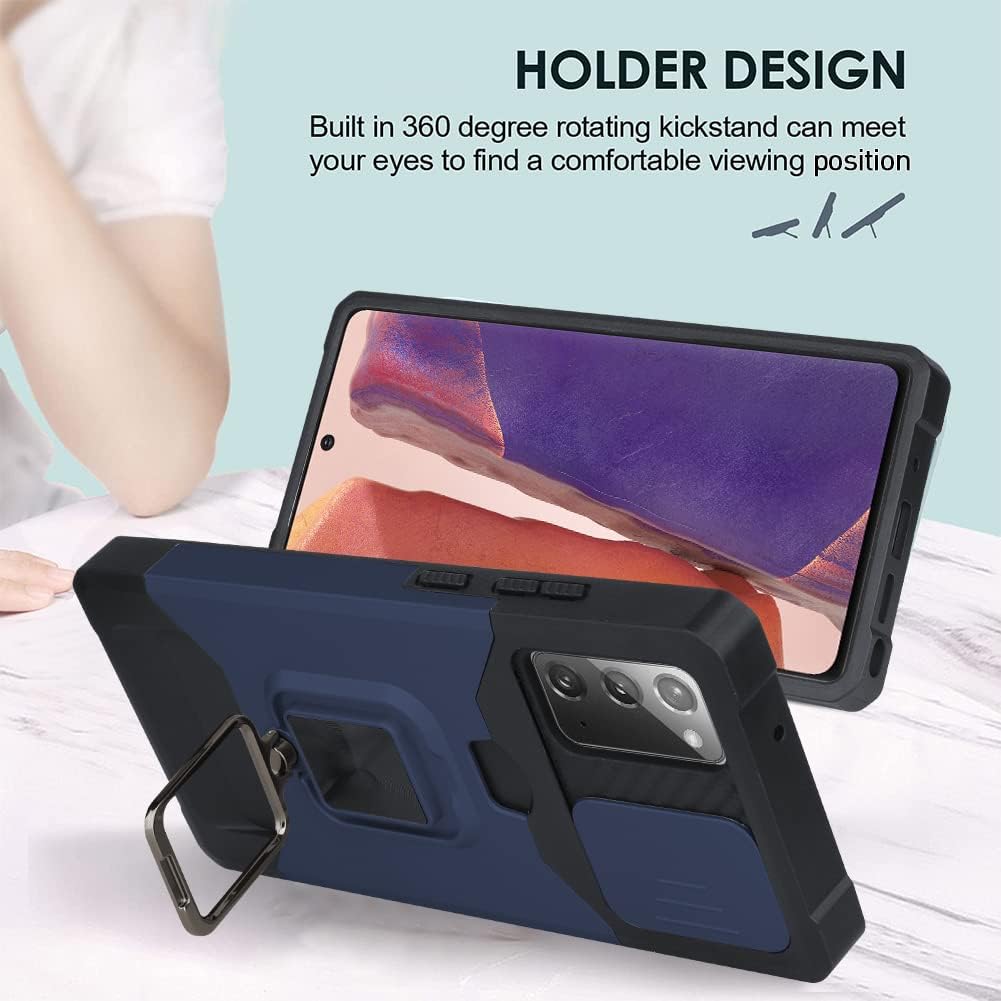 OOK Funda compatible con Samsung Galaxy Note 20 con agarre de soporte, protección deslizante de cámara, soporte magnético para automóvil, diseño de