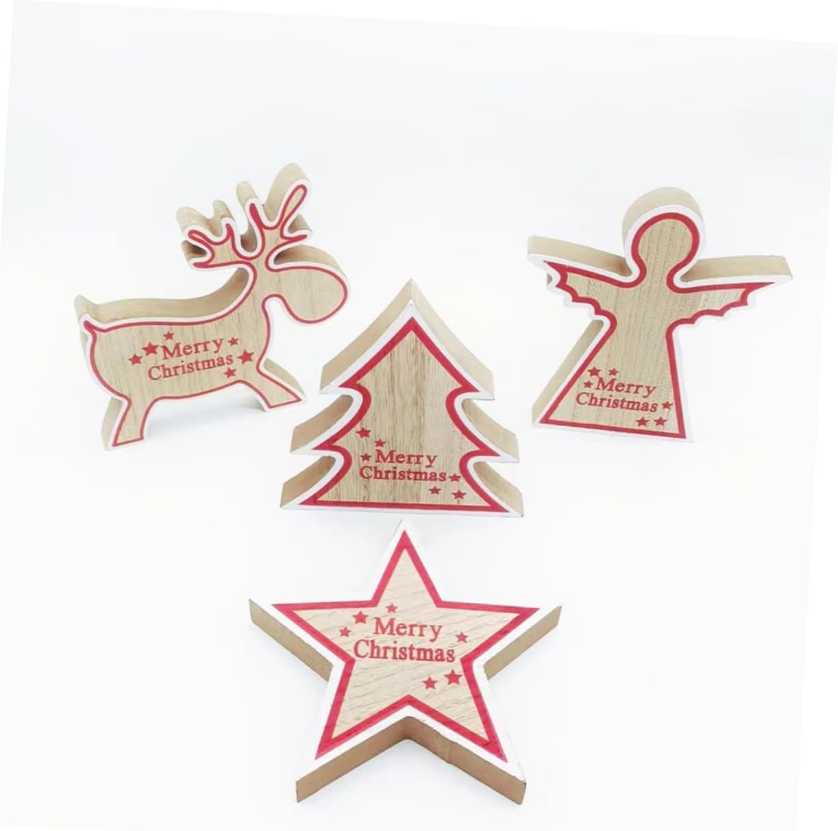 NOLITOY 8 piezas de adornos de Navidad de madera para árbol de Navidad, figuras de reno de madera, figuras de Navidad, decoración de mesa de madera