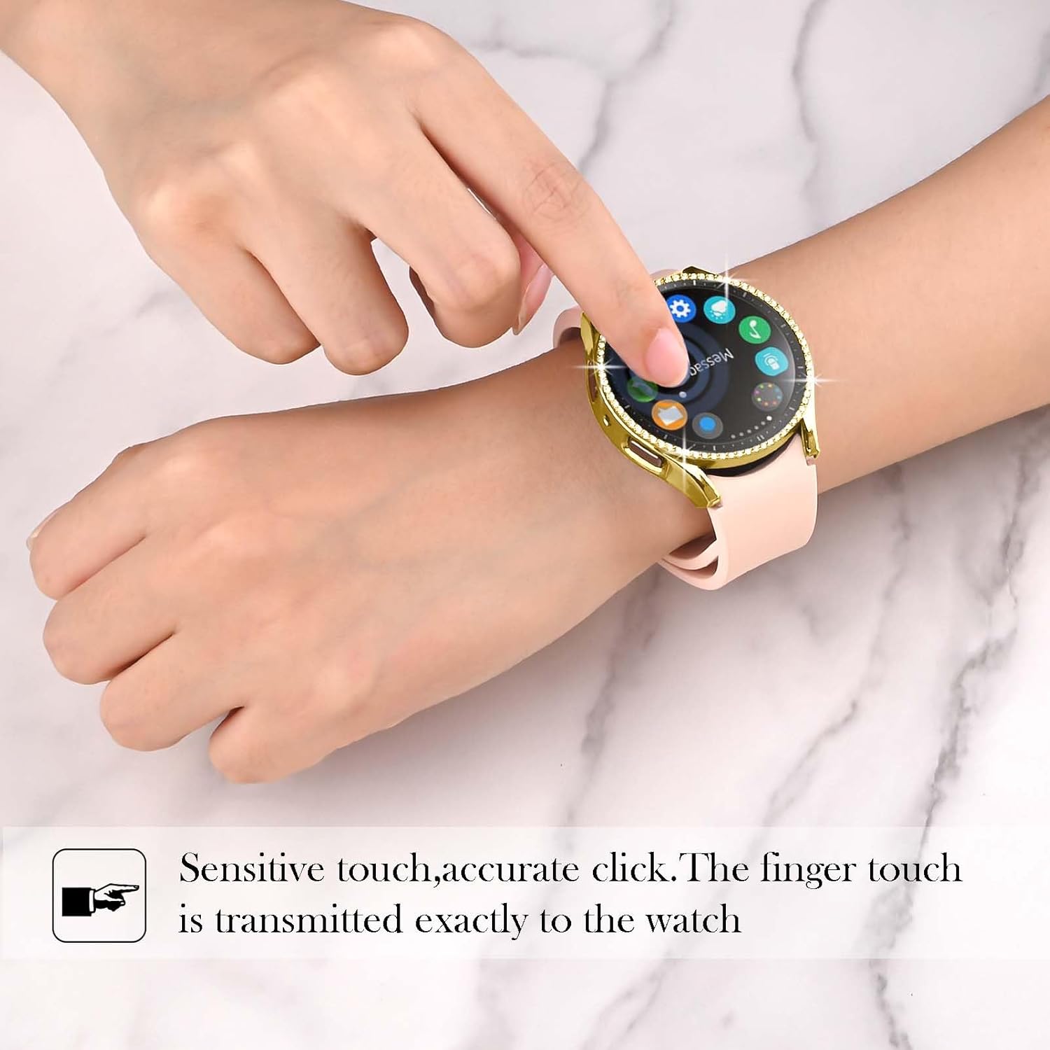 Paquete de 4 + 4 fundas brillantes para Samsung Galaxy Watch 6 y protector de pantalla de 1.575 pulgadas1.732 pulgadas, vidrio templado antivaho y