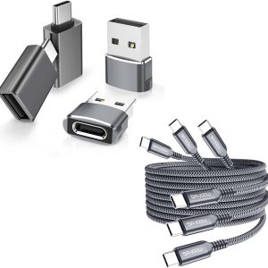 Elebase Paquete de 3 cables USB C a tipo C de 100 W de 3.36.610 pies y 4 adaptadores USB a USB C y cargador tipo C macho a 3.0 hembra para MacBook Elebase Paquete de 3 cables USB C a tipo C de 100 W de 3.36.610 pies y 4 adaptadores USB a USB C y cargador tipo C macho a 3.0 hembra para MacBook