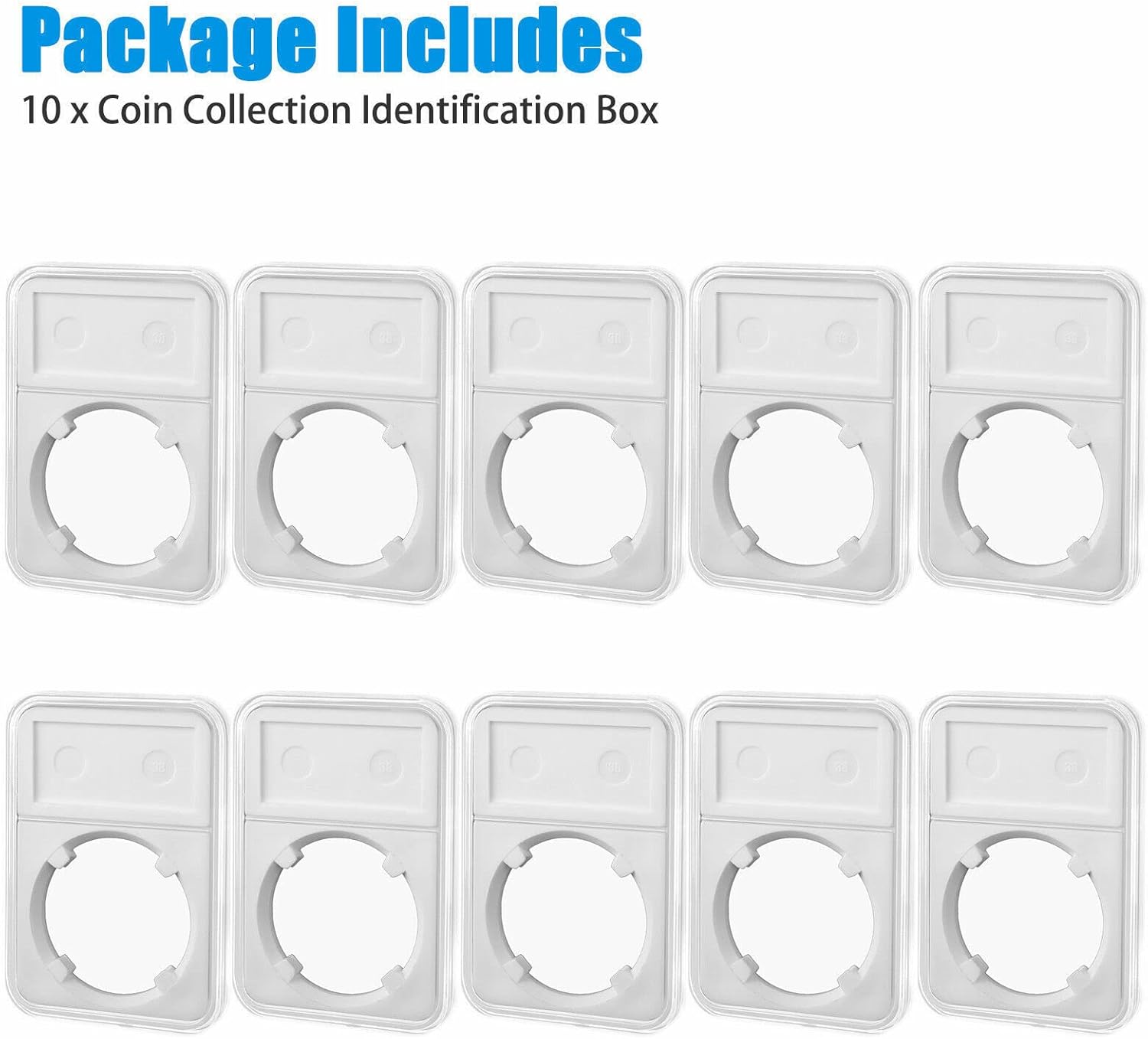 Paquete de 10 soportes para exhibición de monedas de 1.496 in para Morgan, Peace, IKE Silver Dollar, 1.181 in para JFK Half Dollar (1.496 in para