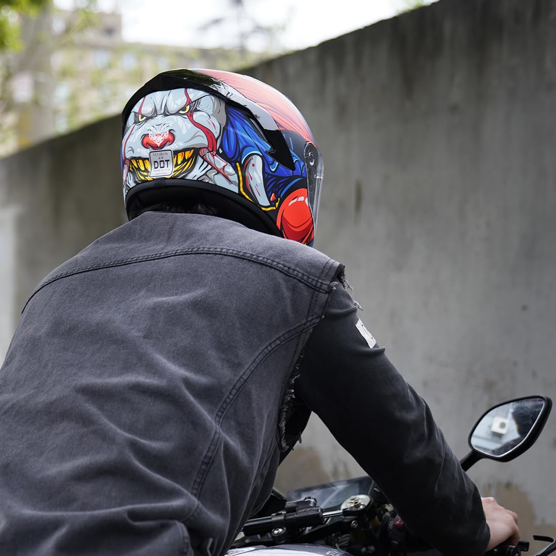 VCOROS Casco de motocicleta de cara completa X9 con visera interior y bolsillos para altavoces listos para Bluetooth, aprobado por DOT, casco de