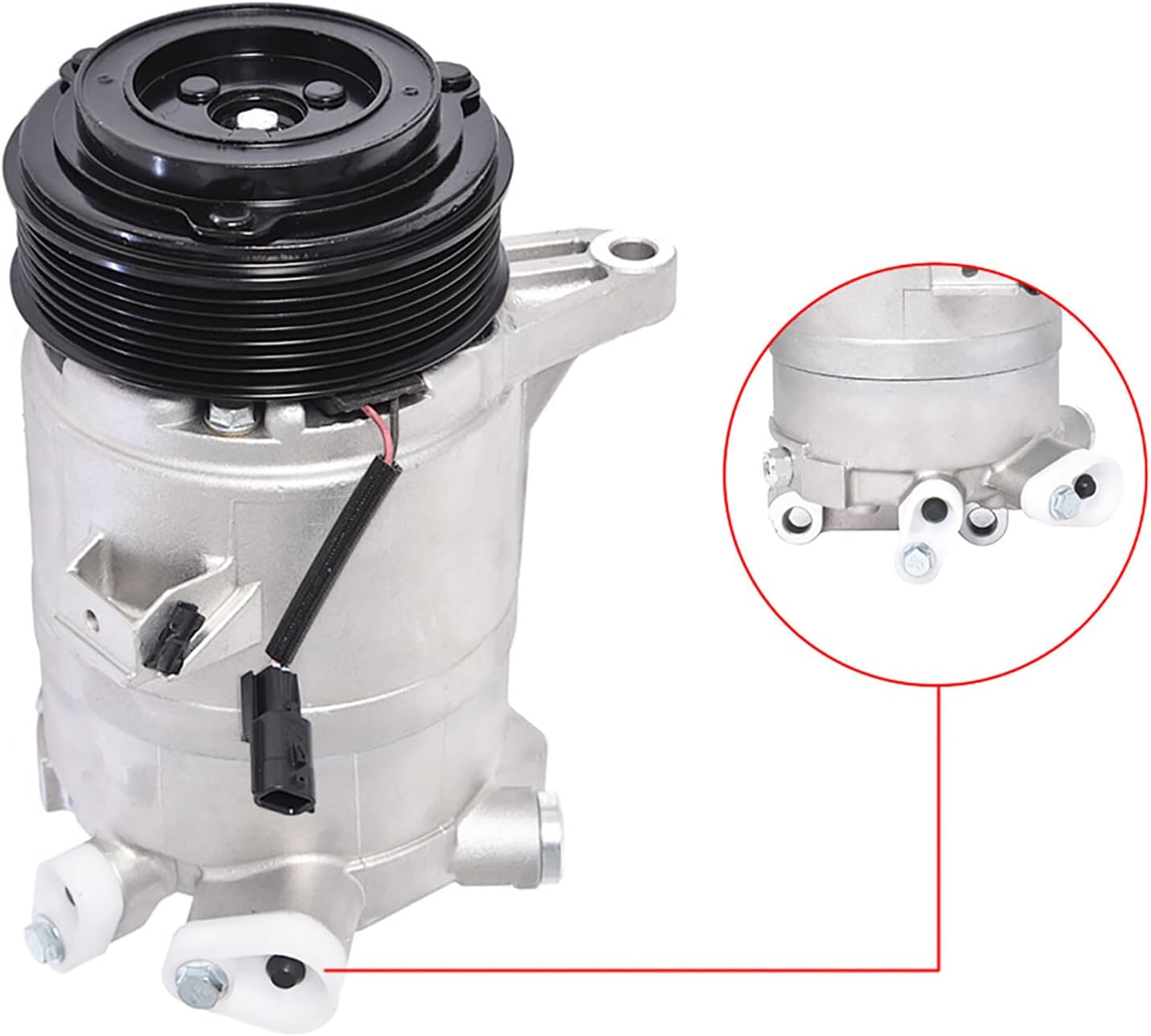 WFLNHB Compresor de CA y embrague de AC, puertos de AC, 7 ranuras de repuesto para Nissan Maxima 3.5L 2009-2014, Murano 3.5L 2009-2014, Pathfinder
