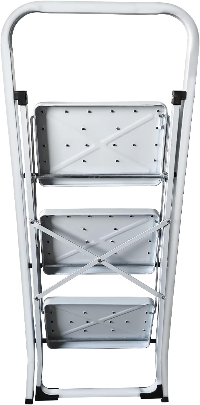 Taburete plegable, escalera plegable de 3 escalones, taburete plegable de 3 escalones, taburete plegable de 3 escalones con pedal antideslizante