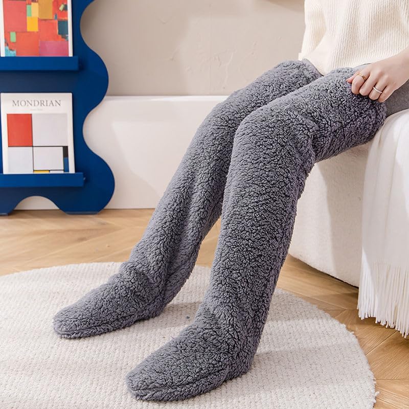Snuggs – Calcetines acogedores, pantuflas Snugglepaws, calentadores de piernas hasta la rodilla, suaves y cálidos calcetines altos hasta el muslo