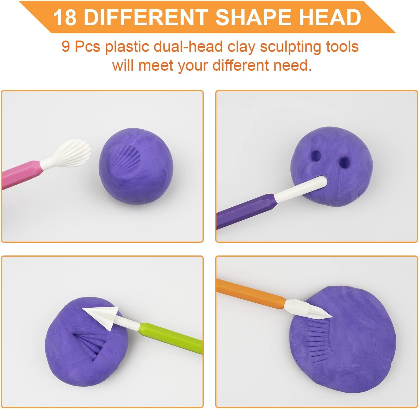 Luney – 9 herramientas de arcilla para niños, herramientas de escultura de arcilla de plástico para niños, kit de herramientas de cerámica de