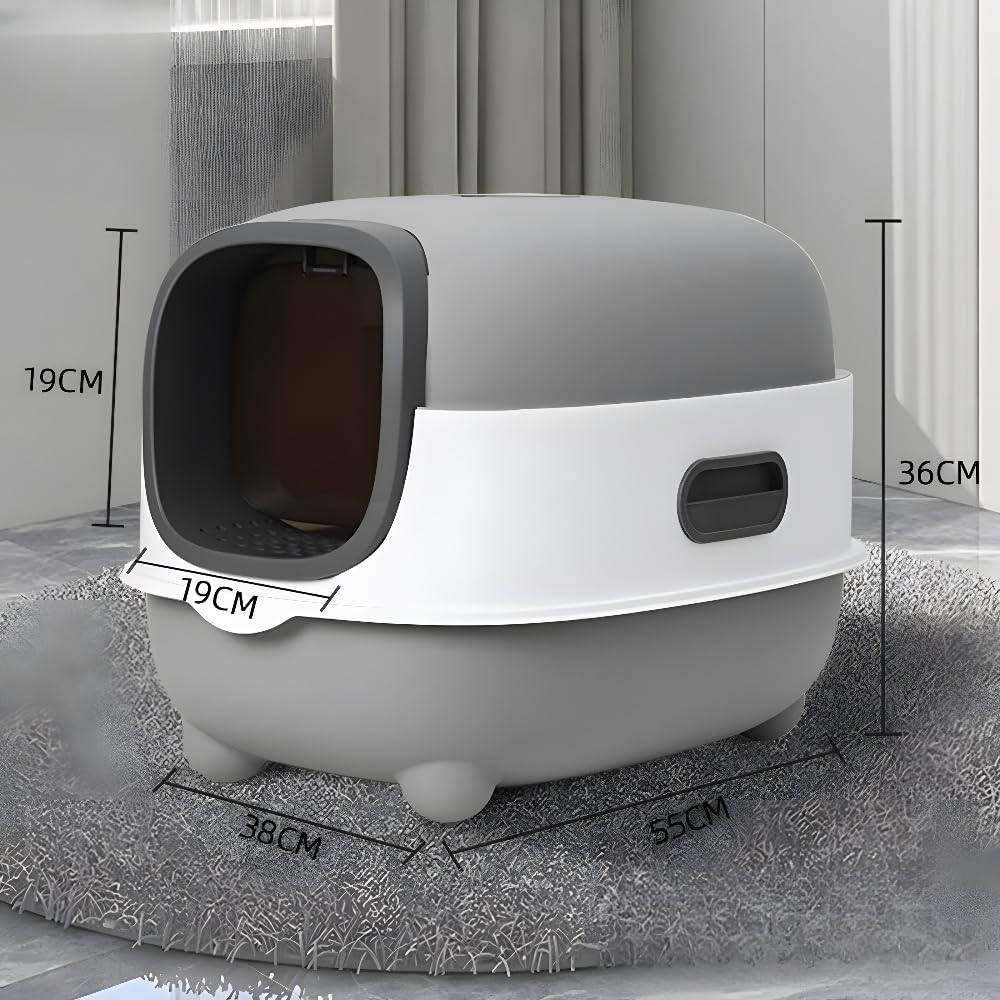Caja de arena para gatos, bandeja de arena grande para gatos con luz UV, bandeja de arena para gatos con tapa, bandeja de arena cerrada para gatos