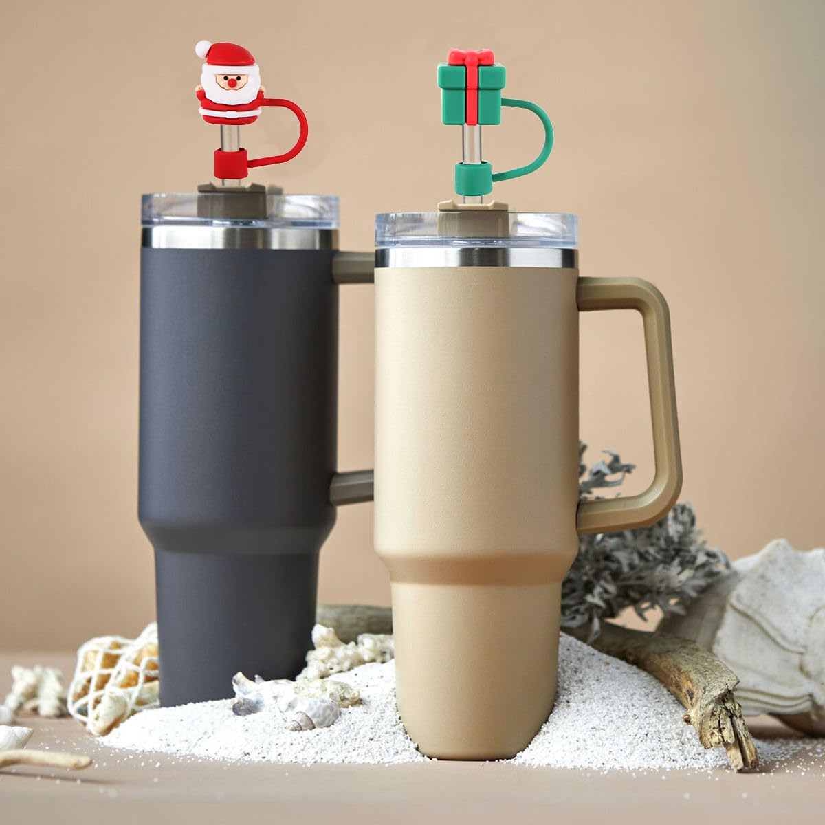 TGML Funda de popote de silicona para Stanley Cup, 10 unidades, adorno de popote compatible con vaso Stanley de 30 onzas y 40 onzas con asa, puntas
