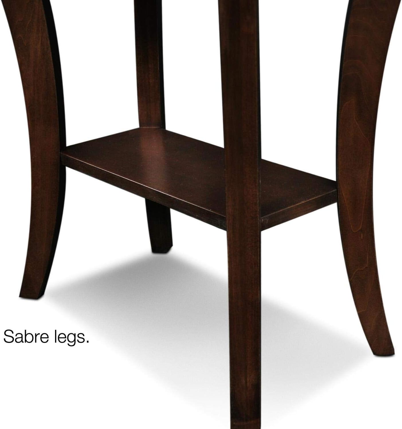 Boa Mesa auxiliar estrecha de madera maciza con estante, marrón cereza chocolate, perfecta para salas de estar, dormitorios y espacios pequeños –