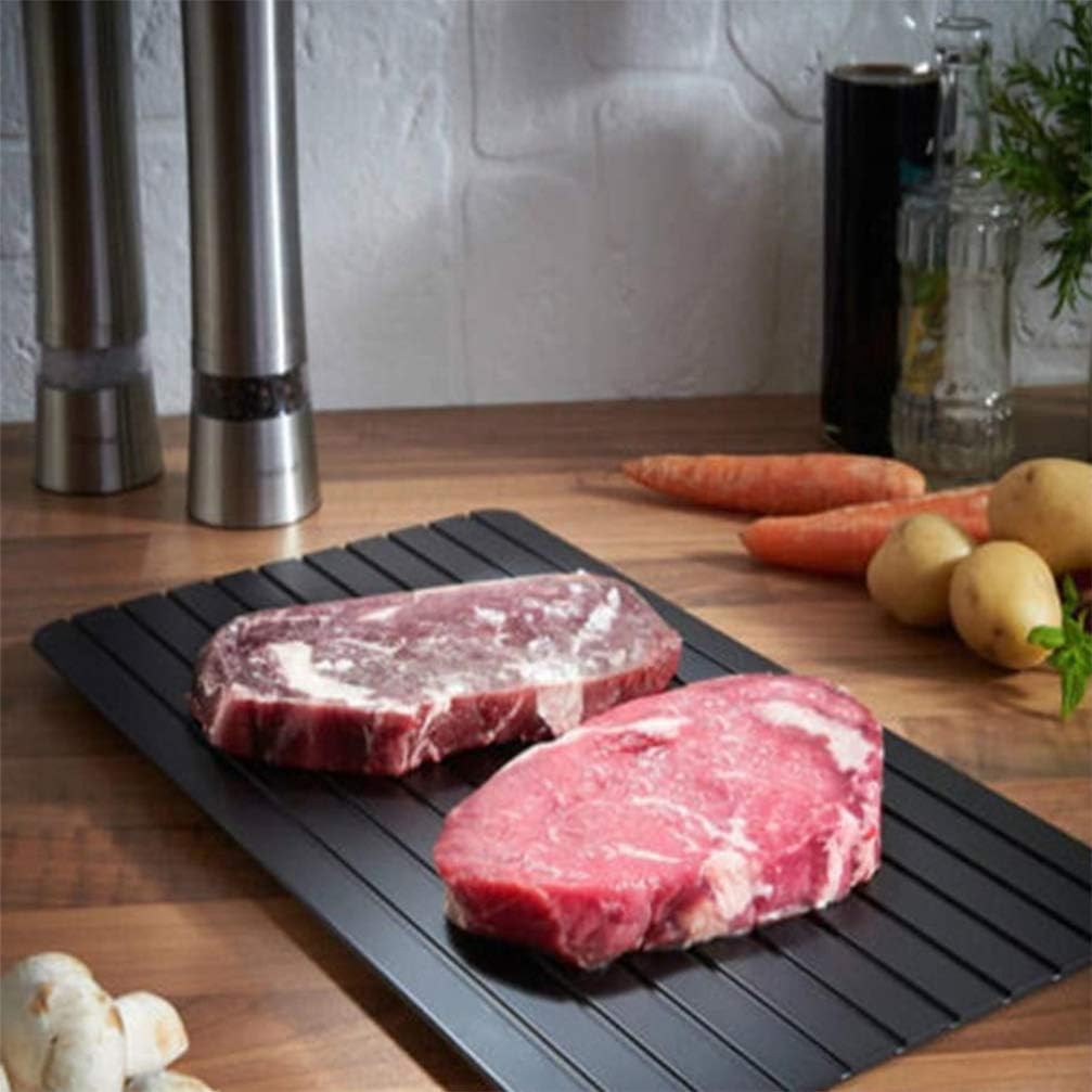 Happyyami Alfombrilla de descongelación rápida, bandeja de descongelación rápida de aluminio, placa de descongelación rápida, descongelador de carne