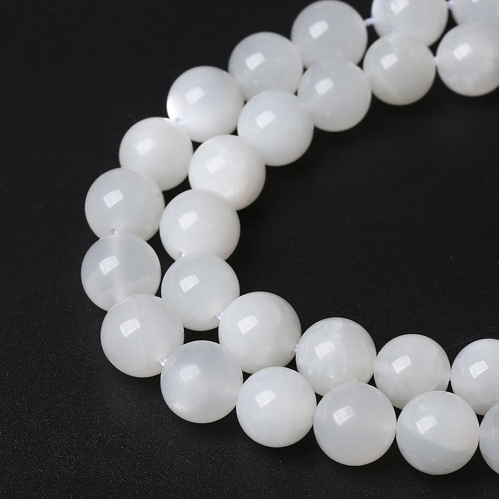 60 cuentas de piedra lunar blanca natural de 0.236 pulgadas (0.236 pulgadas), piedras preciosas AAA, redondas y sueltas para hacer joyas, pulseras,