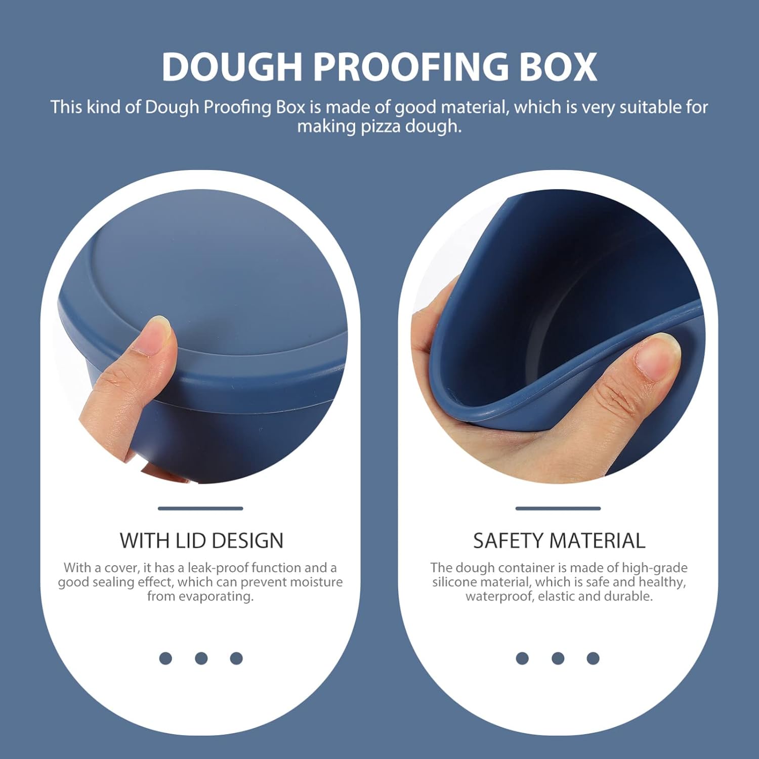 Tofficu Cuenco de masa de silicona Caja de masa para pizza, caja de prueba de masa para el hogar (23.7 fl oz, azul