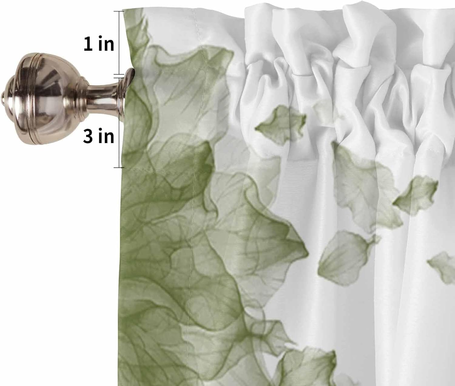 Artwork Store Curtain Valance for Window Kitchen Decor, Ombre Sage Green Flower 54″ x 18″ Window Treatment Curtains Topper Rod Pocket Valances for