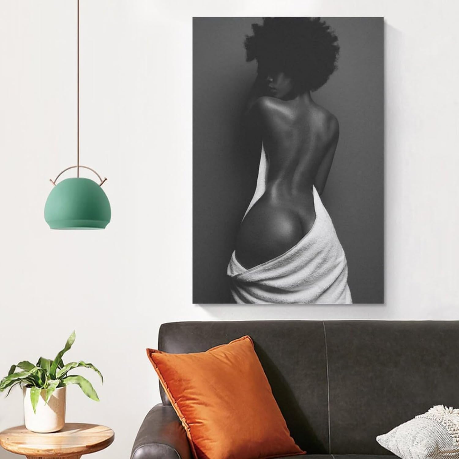 MQISNOHA Póster de arte de pared sexy de mujer negra negra afroamericana, pinturas artísticas en lienzo, decoración de pared, decoración del hogar,