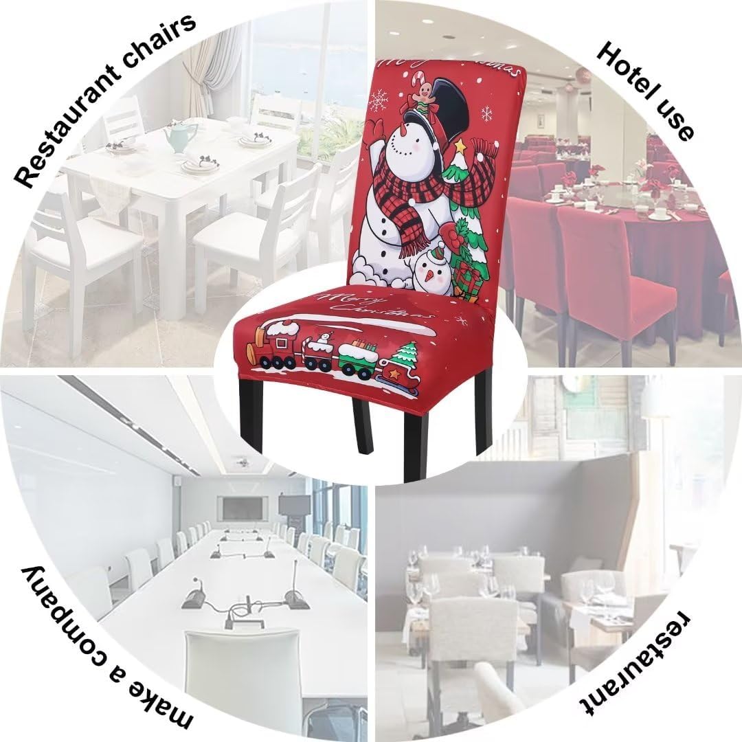 SearchI Juego de 6 fundas para sillas de comedor navideñas, fundas elásticas para sillas Parsons, protectores de asiento lavables de elastano para