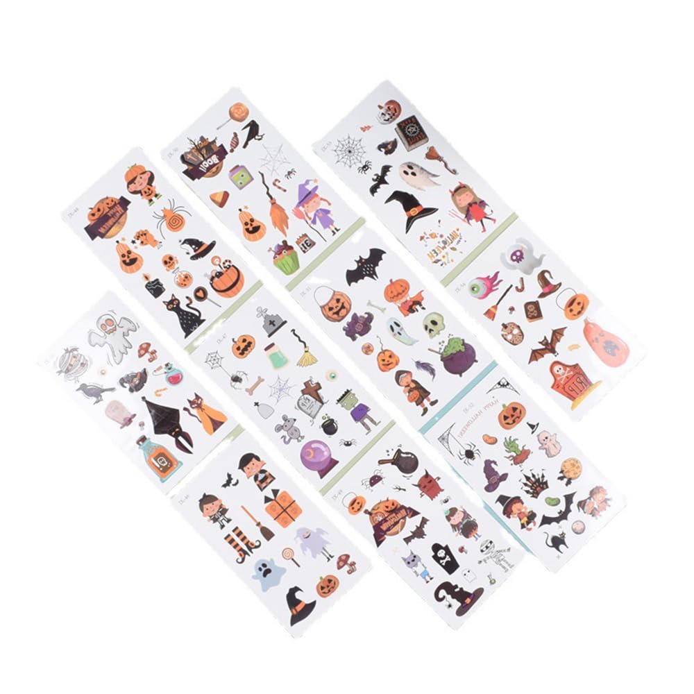 Kit de tatuaje temporal de Halloween de 10 piezas de calcomanías de tatuaje de transferencia de agua de dibujos animados  WLGDLH 10 diferentes